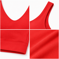 Groothandel Op Maat Dames Sportbeha 80% Nylon 20% Spandex 230gsm Rood Medium Support Scoop Neck Racerback Zachte Gym Streetdance