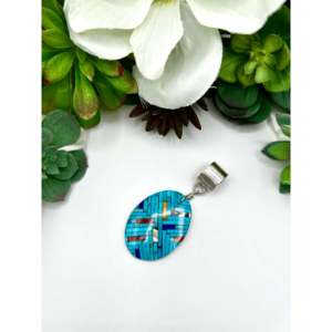 Joe Reano Turquoise Multi-Stone and Sterling Silver Pendant Rhodium Plated Religious Charm with Rose Gold Gold Jewelry - Product Image 4