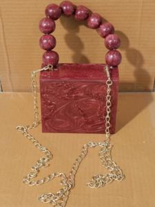 Beige résine pochette perle chaînes sangles embellissement étanche mariée fronde sac à main pour les femmes élégant mode soirée mariage - Product Image 3