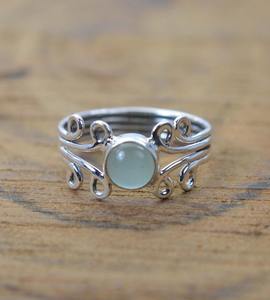 Anillo de piedras preciosas de Aguamarina, joyería para mujer, joyería de estilo bohemio de plata, anillo hecho a mano de tendencia de Plata de Ley 925, regalo para ella - Product Image 4