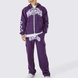 Ensemble de survêtement en coton respirant de qualité supérieure 2026, imprimé en relief, sweat-shirt et pantalon, style streetwear, vêtements de sport, survêtement pour hommes - Product Image 2