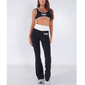 Conjunto Deportivo de Dos Piezas con Costuras en Contraste, Top Deportivo y Leggings de Poliéster/Nailon para Yoga - Product Image 5