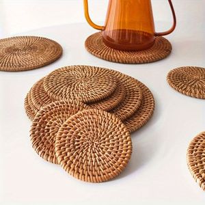 Ensemble de sous-verres en osier rotin Design moderne sous-verre en jute élégant pour la maison hôtel Table sous-verre en rotin haute qualité de vente - Product Image 2