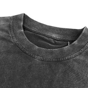 Camiseta personalizada de corte holgado con lavado de ácido de imitación para hombre, camiseta cuadrada Vintage para hombre, camisetas antiguas de gran tamaño de manga corta de algodón 100% - Product Image 5