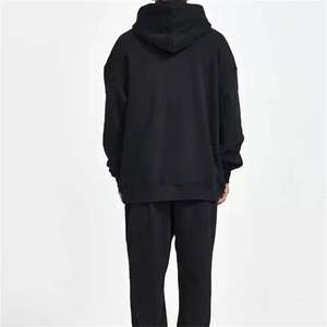 OEM Latest Design Solid <b>Black</b> Color Men's Pullover <b>Hoodies</b> 100%Cotton Fabric Heavy GSM Drop Shoulder Oversize <b>Hoodies</b> for Unisex - Product Image 5