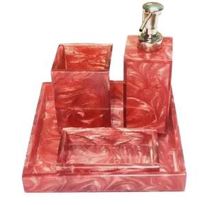 Moderno Juego de Baño de 4 Piezas de Diseño Superior en Resina Brillante Incluye Dispensador de Jabón y Portacepillos de Dientes para Uso Doméstico - Product Image 2