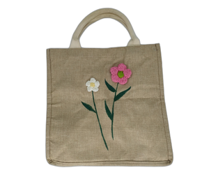 Sac fourre-tout en jute en tissu fin avec logo personnalisé cadeau promotionnel au meilleur prix du Vietnam taille personnalisée avec poignée - Product Image 1