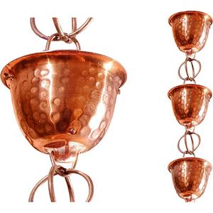 Cadena de Lluvia de Metal de Diseño Moderno, Hecha a Mano, Acabado en Cobre, Decoración para Jardín, Hogar y Exteriores - Product Image 3