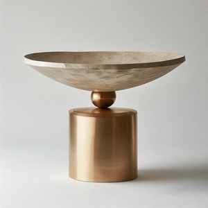 Bol de service profond trône doré de forme ronde personnalisée pour la décoration de service de mariage d'hôtel à la maison - Product Image 5