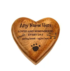 Heart Shaped Pet Urn Made From Mango Wood Cremation Dog Cat Urn Personalized Large Medium Small Sizes Engraved
