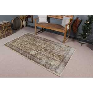 Tapis turc vintage, tapis de 3,9 x 6,7 pieds, tapis floral brun - Product Image 1