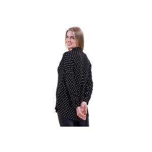Digital Polka Dot Print Woven Viscose Mujer Viscose Long Shirt Túnica Negro - Product Image 2