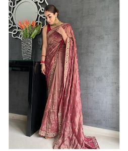 Nouveau vêtement de fête à la mode, sarouel en soie vichitra avec pièce de chemisier, sari indien pour femmes, prix bas, vente en gros - Product Image 6