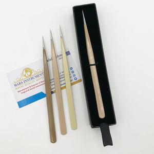 แหนบสแตนเลสตรงสีนู้ดทนทานต่อขนตาเป็นวัสดุอย่างยั่งยืนอุปกรณ์เสริมความงามพร้อมปลายแหลมไฟเบอร์ - Product Image 1