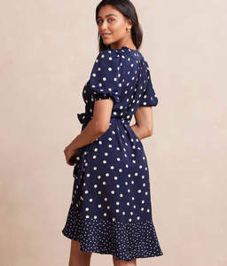 Nuevo cuello en V profundo mujeres manga larga elegante blanco Sexy gasa mujeres playa Puff manga playa a Brunch Wrap vestido Midi vestidos - Product Image 3