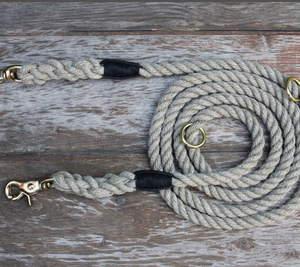 สไตล์ป่านหินสีเทาผ้าฝ้ายอินทรีย์เชือกจูงสุนัขอุปกรณ์สัตว์เลี้ยงอุปกรณ์เสริมผ้าฝ้ายสีที่กําหนดเอง - Product Image 2