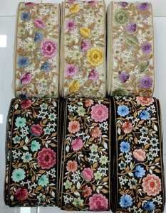 Bordado floral hecho a medida, en dos colores, con diseños florales para varios propósitos, ancho de 3,5 pulgadas - Product Image 2