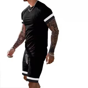 Custom <b>Men</b> Sports Wear 2 Piece <b>Short</b> Sleeve T Shirt Solid Football Tracksuit Sets High Quality <b>Mens</b> Tshirts Gym <b>Shorts</b> Sets/ - Product Image 4