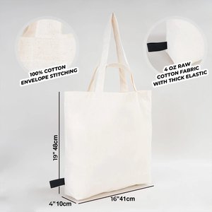 <b>Foldable</b> Cotton Shopping Tote <b>Bag</b> 19 16 4 Inches (48 41 10 Cm) Long Eco-Friendly Plain Letter for Daily Use Advertising - Product Image 3