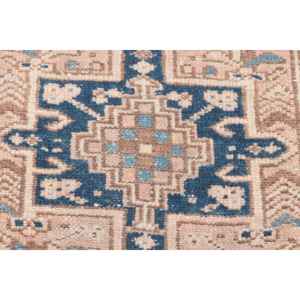 Alfombra Turca de 2.3x9.9 pies, Alfombra Floral Azul Marrón de Lana - Product Image 5