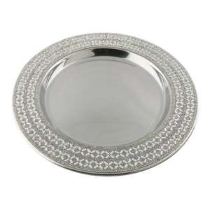 Utilisations générales Chargeur de plaques métalliques en acier inoxydable Meilleures ventes Nice Quality Hotels Dish Serving Metallic Disc Floral Charge Plate - Product Image 5