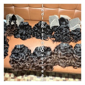 Paquetes de cabello indio rizado de bebé virgen Cabello de templo crudo Extensiones de brillo natural de textura suave sin procesar: No modelo permanente - Product Image 2