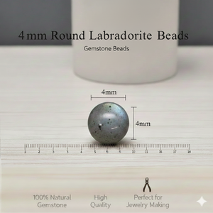 Perles en gros Beadsnfashion, perles rondes en pierre de labradorite de 4 mm, grises, pour la fabrication de bijoux DIY, bracelets, colliers, boucles d'oreilles - Product Image 3