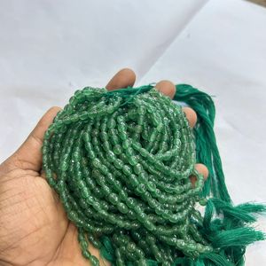 ลูกปัดหินควอทซ์สตรอเบอรี่ธรรมชาติทรงรีสีเขียว - Product Image 6