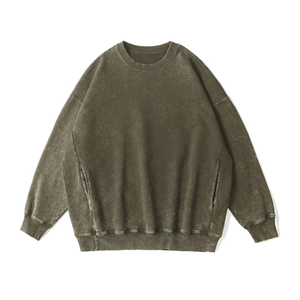 <b>Oversized</b> Unisex <b>Vintage</b> 100% Cotton Solid Winter Casual Fleece Eco-Friendly Breathable 350g Customized <b>Sweatshirt</b> Front Washed - Product Image 4