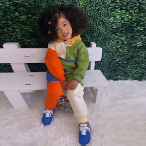 Conjunto Deportivo de 2 Piezas para Niños, con Logotipo Personalizado, 100% Algodón, Felpa, Estilo Urbano, Informal, con Bloques de Color - Product Image 3