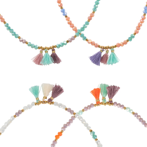 CUCOCUCA Collana girocollo fatta a mano 128250350 con cristalli e perline macramè, opzioni multicolori, regolabile per uso quotidiano, spedizione UE in 48 ore - Product Image 1