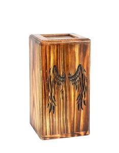 Urnas de madera quemadas antiguas para cenizas humanas Urna de cremación de madera de pino grande para adultos para entierro de cenizas (ala de Ángel de 250 pulgadas cúbicas) - Product Image 3