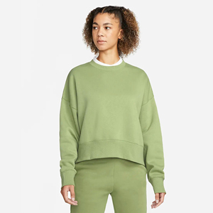 Sudadera de cuello redondo acanalado de corte holgado, 70% algodón, forro polar de poliéster 30% reciclado, puños acanalados y dobladillo, color verde menta - Product Image 1