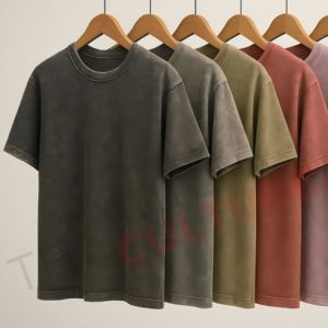 T-shirt pour homme en coton 100% surdimensionné, lavé à la pierre, 240 GSM, lavage vintage, tee-shirt graphique Highstreet, impression DTG, vente en gros - Product Image 1
