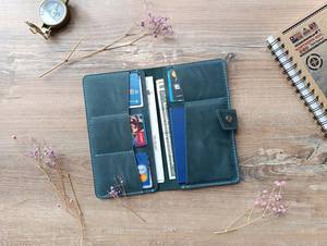 Monogramed Leather Travel <b>Wallet</b> <b>Family</b> Document Organizer RFID Blocking Button Gift for Woman Christmas <b>Passport</b> Holder - Product Image 3