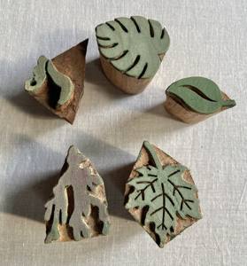 Bloc d'impression manuel en bois sculpté à la main |   Timbre à motif de feuille |   Outils d'impression textile DIY - Product Image 2