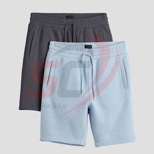 Pantalones cortos de gimnasio de algodón 100% al por mayor para hombres, pantalones cortos de sudor transpirables de forro polar deportivos pesados con patrón sólido para correr informal - Product Image 1