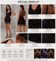 Robe mini à paillettes pour femmes, sans manches, col en V, avec panneaux en maille, robe moulante pour soirée, robe de soirée