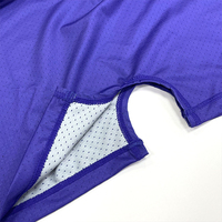 Jersey Sepak Bola Amerika Ungu Kelas A Cepat Kering Seragam Tim Nomor Cetak Kustom Pakaian Olahraga Leher V Lengan Pendek untuk Latihan