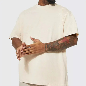 Venta al por mayor de ropa de calle de gran tamaño hombres camiseta personalizada peso pesado recortada boxy fit 100% algodón mencustom más camisetas de tamaño con el logotipo - Product Image 3