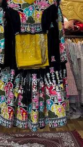 Haute Qualité Noir Designer Ethnique Dernière Georgette Séquence Travail Lehenga Choli Dupatta Party Wear-Prix de gros - Product Image 5