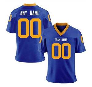 Camiseta de Fútbol Azul Rey para Hombre, Personalizada con Nombre y Número, Cuello en V, Malla Transpirable, Ribete Amarillo, 100% Poliéster, Protección UV - Product Image 5