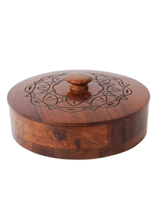 Caja de Chapati de olla caliente de madera marrón con tapa, caja de arroz con clase, mantiene la comida caliente y fresca, utensilios de cocina de cazuela para el hogar, Cocina, Restaurante - Product Image 6