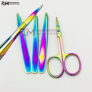 Pince à épiler en acier inoxydable RMI à prix de gros, ciseaux à cuticules multi-couleurs plasma / ciseaux à ressort / ensemble de pinces à épiler pour sourcils - Product Image 6