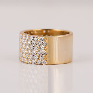 Anillo de media eternidad hecho a mano Unisex de oro sólido de 14kt Regalo de compromiso Chapado en diamante cultivado en laboratorio de lujo IGI Certified-Trendy Wedding - Product Image 1