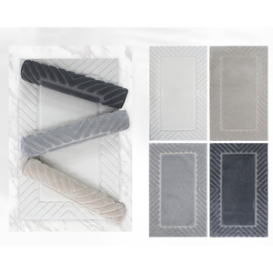 Davis Ecru Recycled Cotton Yarn Dyed Jacquard Woven Bath Rug <b>Set</b> 2-Piece 40x60 cm + 60x100 cm Made In Turkey - Product Image 2