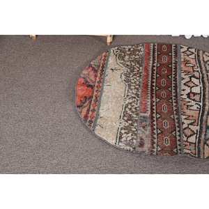 Tapis Turc Vintage Bohème Marron Beige 3.1X3.1 pieds Patchwork Tapis en Laine avec Support en Latex pour Décorations de Salon - Product Image 5