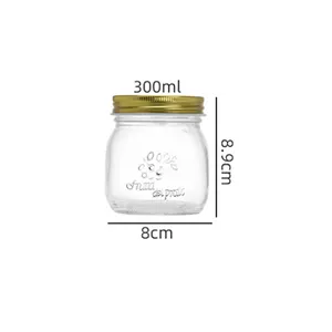 Vente en gros de bocaux à confiture ronds transparents en verre de 4oz 8oz 16oz avec couvercle en métal bocal de stockage de cornichons pour aliments