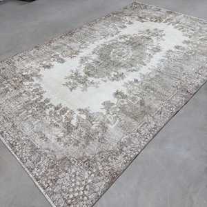 Tapis turc vintage de 6,6 x 10,6 pieds, grand tapis, tapis à motifs floraux gris - Product Image 2