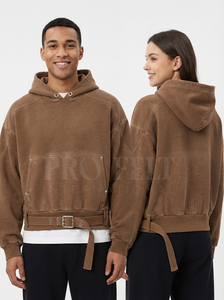 Trendy Oversized Hooded Sweatshirt Adjustable Belt for Women Casual Loose Fit Pullover Fashionable Custom Printed Design <b>Hoodies</b> - Product Image 4